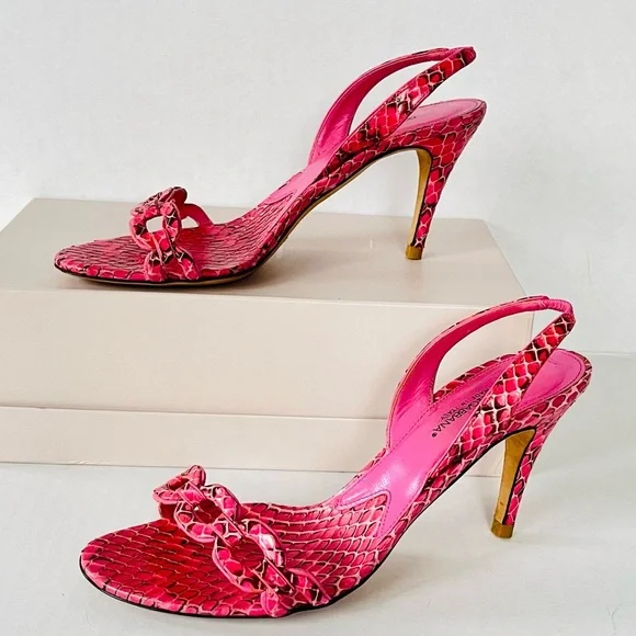 Dolce & Gabbana pink snakeskin sandals 37.5 - Picture 3 of 12